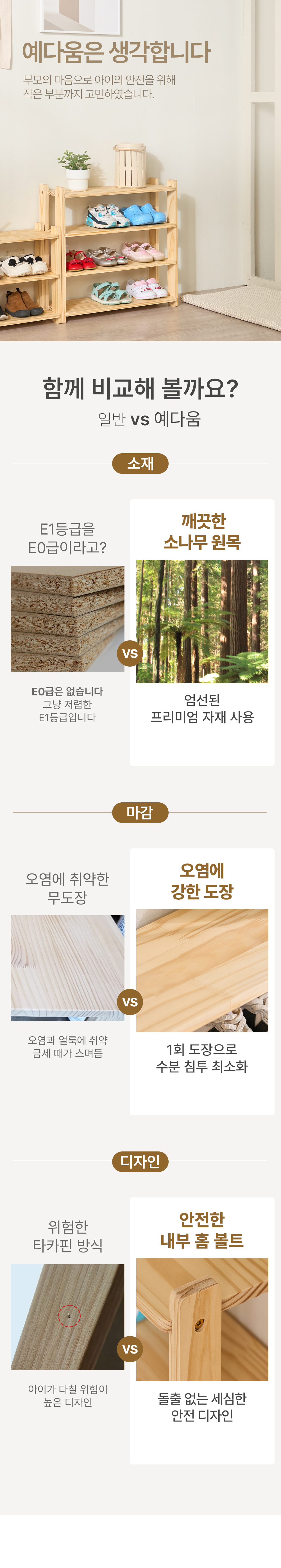 예다움 유아 신발장 아기 신발정리대 신발선반 3단 와이드 상세 이미지 13